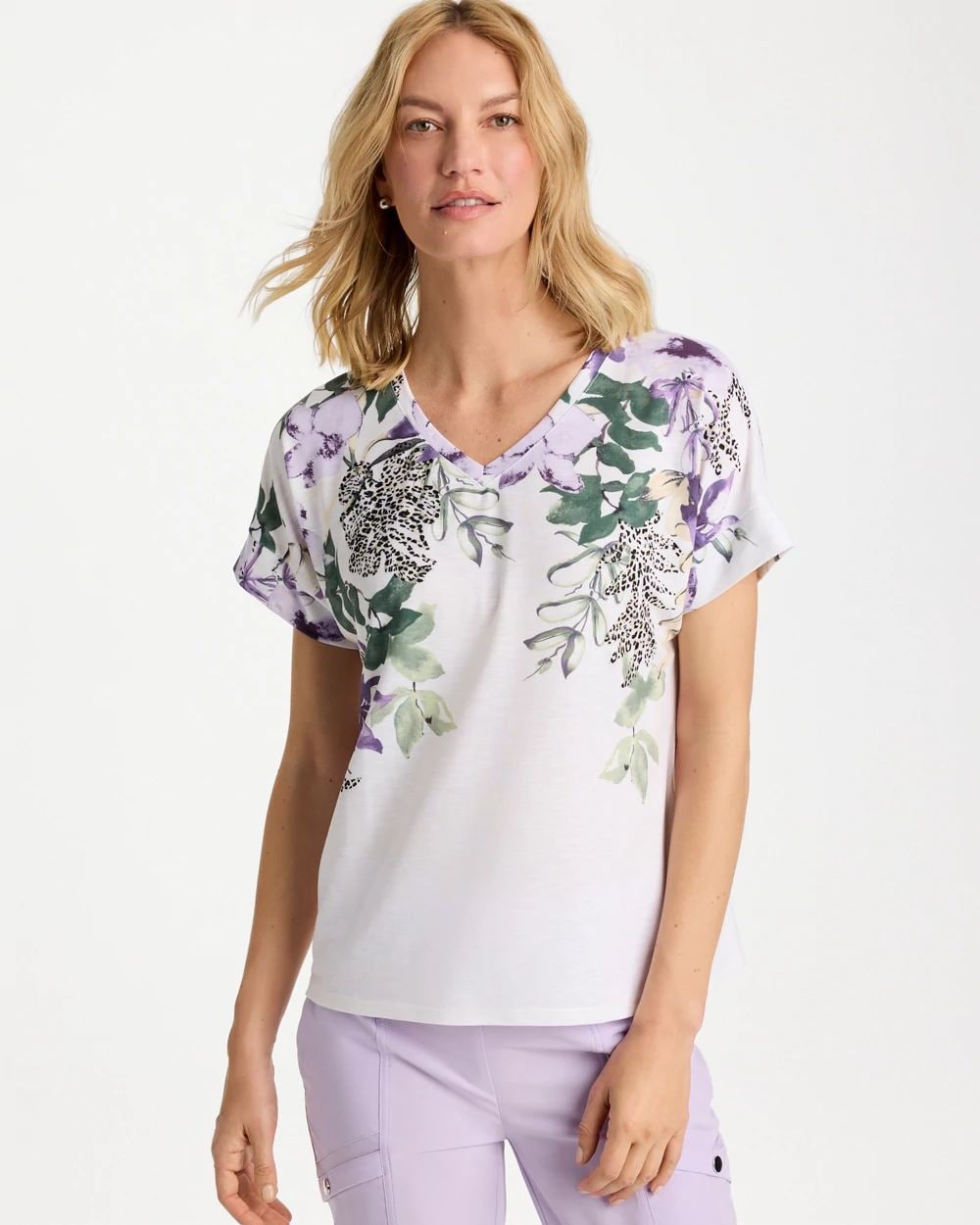 Zenergy® Placed Print Drop Shoulder Tee | Chico's
